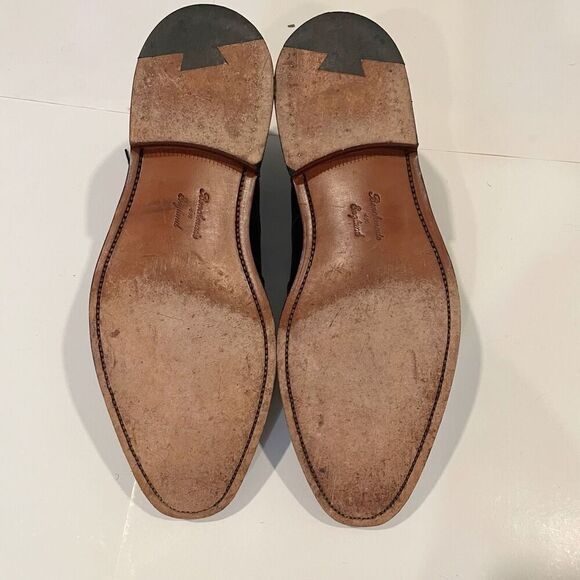 Sid Mashburn Wing Tip Brogue Shoes Size 11.5 Handmade in England Black Leather - Picture 8 of 10